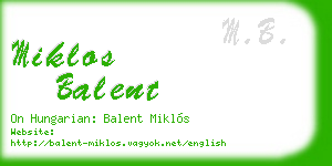 miklos balent business card